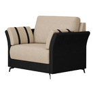 Poltrona Decorativa 94cm Loud Pu Preto | Linho Bege - Sallar